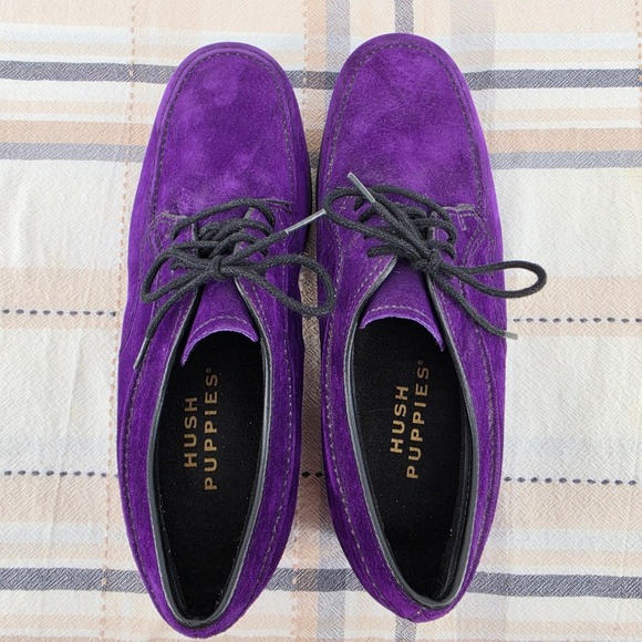 Hush Puppies Purple Suede Leather Platform Oxfords Block Heel 53561 Womens 8.5 M - Picture 7 of 13